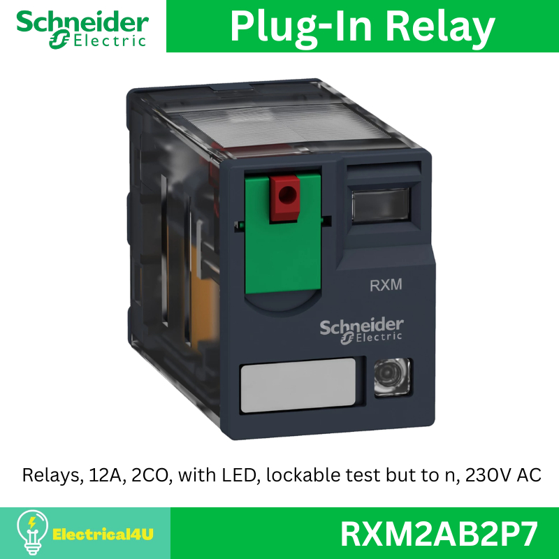 Schneider Electric RXM2AB2P7 Plug-In Relay รีเลย์ 2 คอนแทค กระแส 12A Coil 230VAC มีไฟ LED แสดงสถานะ