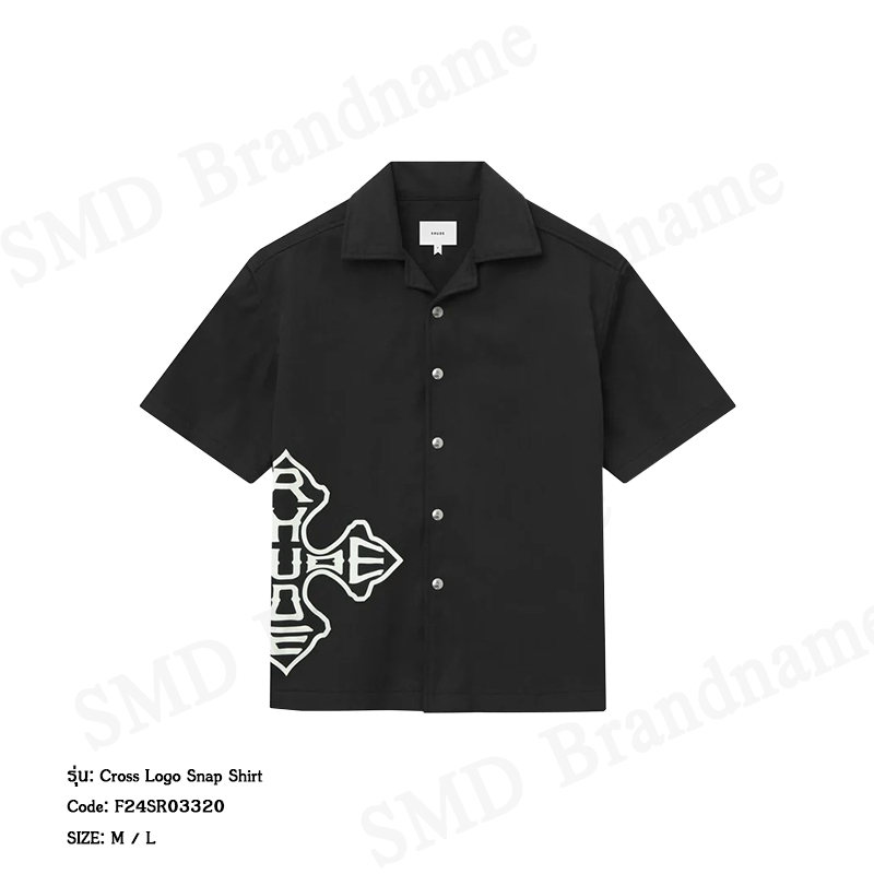 Rhude เสื้อเชิ้ตแขนสั้นผู้ชาย รุ่น Cross Logo Snap Shirt Code: F24SR03320