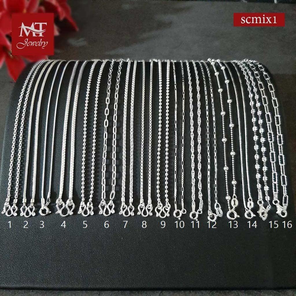 MT สร้อยคอเงินแท้ สร้อยคอ เส้นเล็ก เส้นจิ๋ว มินิมอล รวมดีไซน์ ยาว 16 18 นิ้ว (scmix1) MT Jewelry