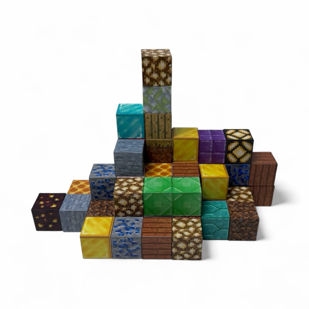 (ของแถม) บล็อกมายคราฟแม่เหล็ก สำหรับต่อเติม ประดับ ตกแต่งห้อง แต่งโต๊ะคอม โต๊ะทำงาน Block Minecraft