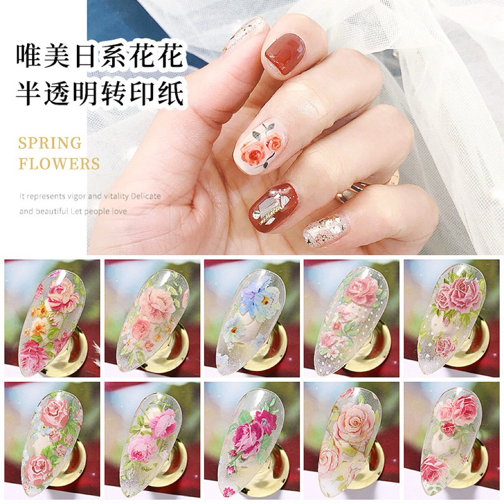 [100cm.]ของแต่งเล็บ ฟอยแต่งเล็บ แบบลอกลาย ดอกไม้ ใช้คู่กับกาวสำหรับลอกฟอย