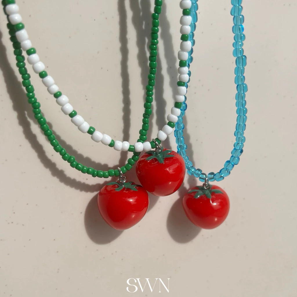 (พร้อมส่ง) สร้อยมะเขือเทศ จี้มะเขือเทศ 🍅 แฮนด์เมด