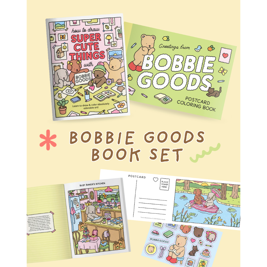 Bobbie Goods : หนังสือสอนวาดรูป How to Draw Super Cute Things & Bobbie Goods Postcard ลิขสิทธิ์แท้