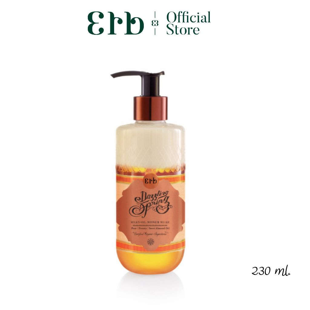 Erb Dazzling Spring Milky-Oil Shower Shake 230ml. สบู่ออยล์อาบน้ำ กลิ่นแพร์และดอกฟรีเซียร์ เติมความช