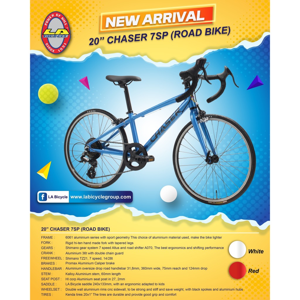 *ส่งไว โค้ดXtra* จักรยานเสือหมอบเด็ก LA BICYCLE รุ่น CHASER ล้อ 20 นิ้ว 7speed เฟรมอลูมิเนียม