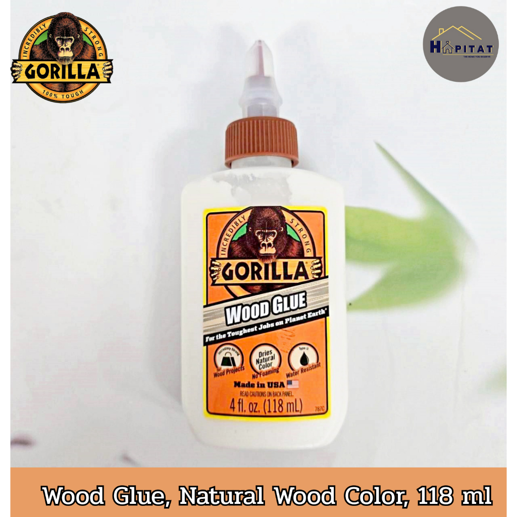{Gorilla®} Wood Glue, Natural Wood Color, 118 ml กาวไม้ PVA สีไม้ธรรมชาติ
