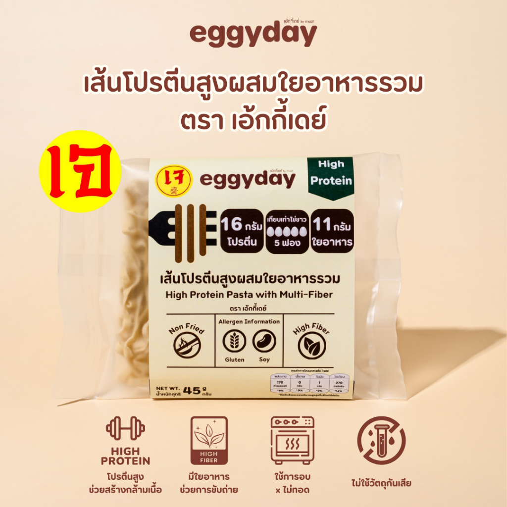 เส้นโปรตีนสูง ใยอาหารรวม I เน้นสุขภาพ อิ่มนานไม่อ้วน โลว์คาร์บ  High Protein Pasta with Multi-Fiber