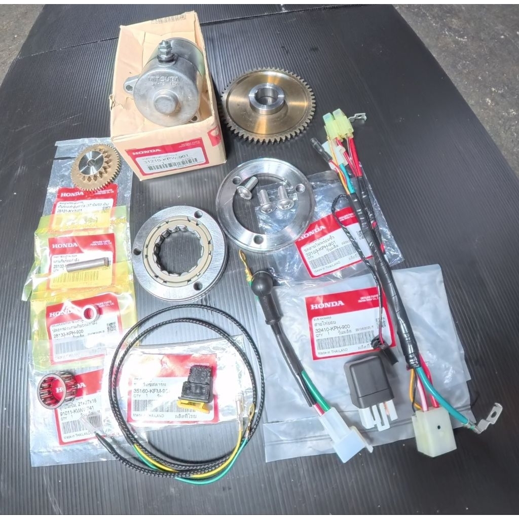 ชุดแปลงสตาร์ทมือ Honda wave 125 S,R,X ไนท์125 ดรีม125 คาร์บู วันเวย์ซิ่ง เฟืองหนา สายไฟไม่ต้องตัดต่อ