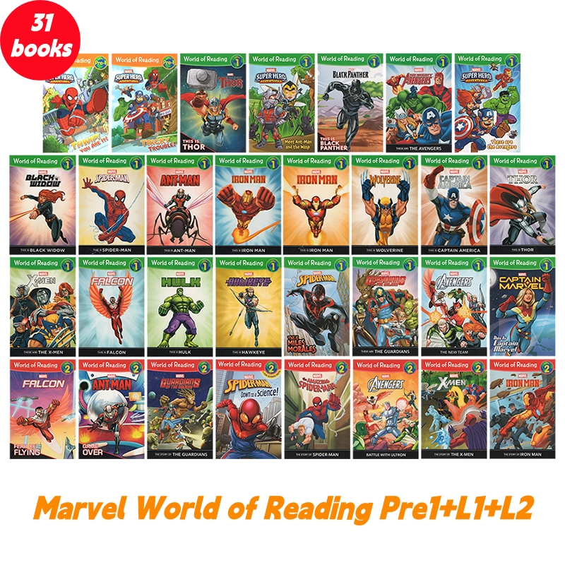 Marvel World of Reading Pre1+L1+L2 English Version Children's Graded Reading Picture Books 31 books