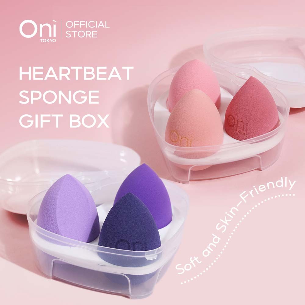 Oni Heart-Shaped Puff Makeup Sponge 3 Piece Set ใยหอม ออนิ หัวใจ ฟองน้ำแต่งหน้า 3 ชิ้น ฟองน้ำหัวใจน่ารัก