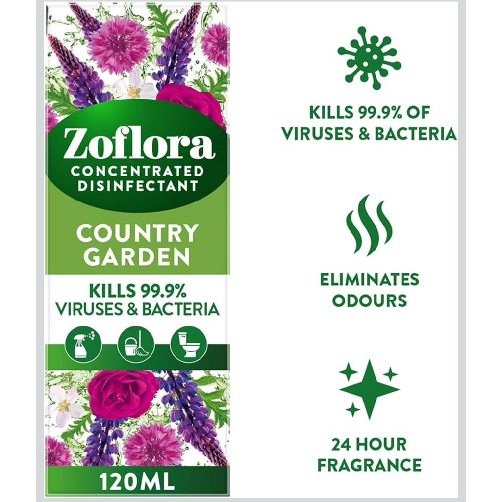 น้ำยาฆ่าเชื้อโรค Zoflora กลิ่น country garden ขนาด 120ml ของแท้ จากประเทศอังกฤษ 🇬🇧