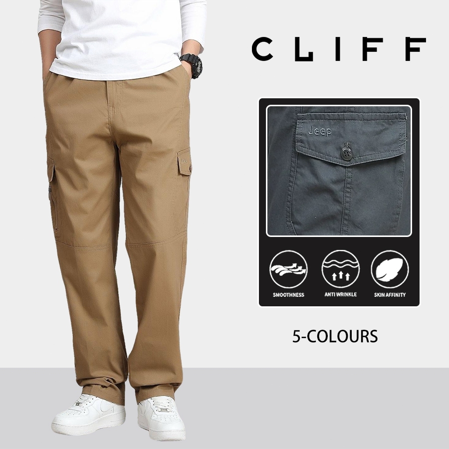 CLIFF กางเกงลำลองผู้ชาย ดูผอม ความสบายในการเคลื่อนไหว ทันสมัยและเข้าได้กับทุกสไตล์