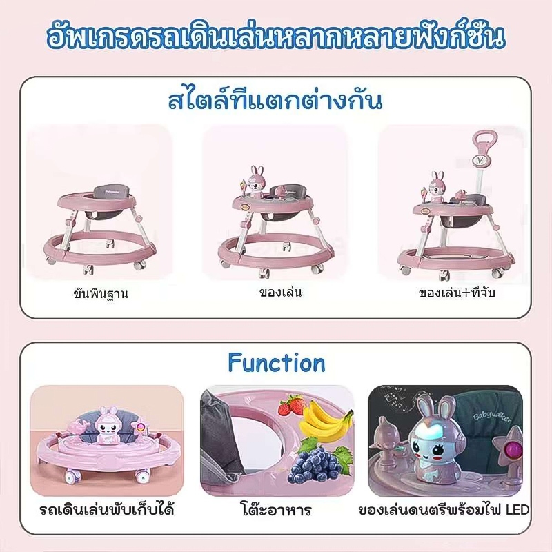 Dolphin baby รถหัดเดินเด็ก รถฝึกเดินสำหรับเด็ก ป้องกันขาโก่ง ปรับได้ พับเก็บ พร้อมเสียงดนตรี+ของเล่น ​6-18 เดือน ราคา ถูกที่สุด ดีลบีเคเค แกลเลอรีภาพที่ 6