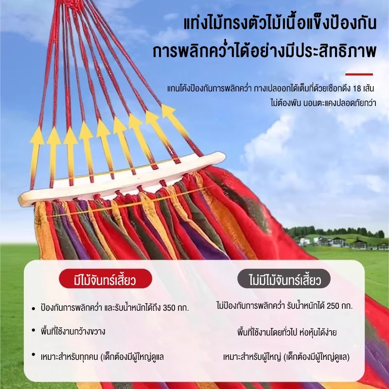 เปลสนามผ้าไนล่อน 190x80 ซม รับน้ำหนัก 150 กิโลกรัม พับเก็บได้ thumbnail 6