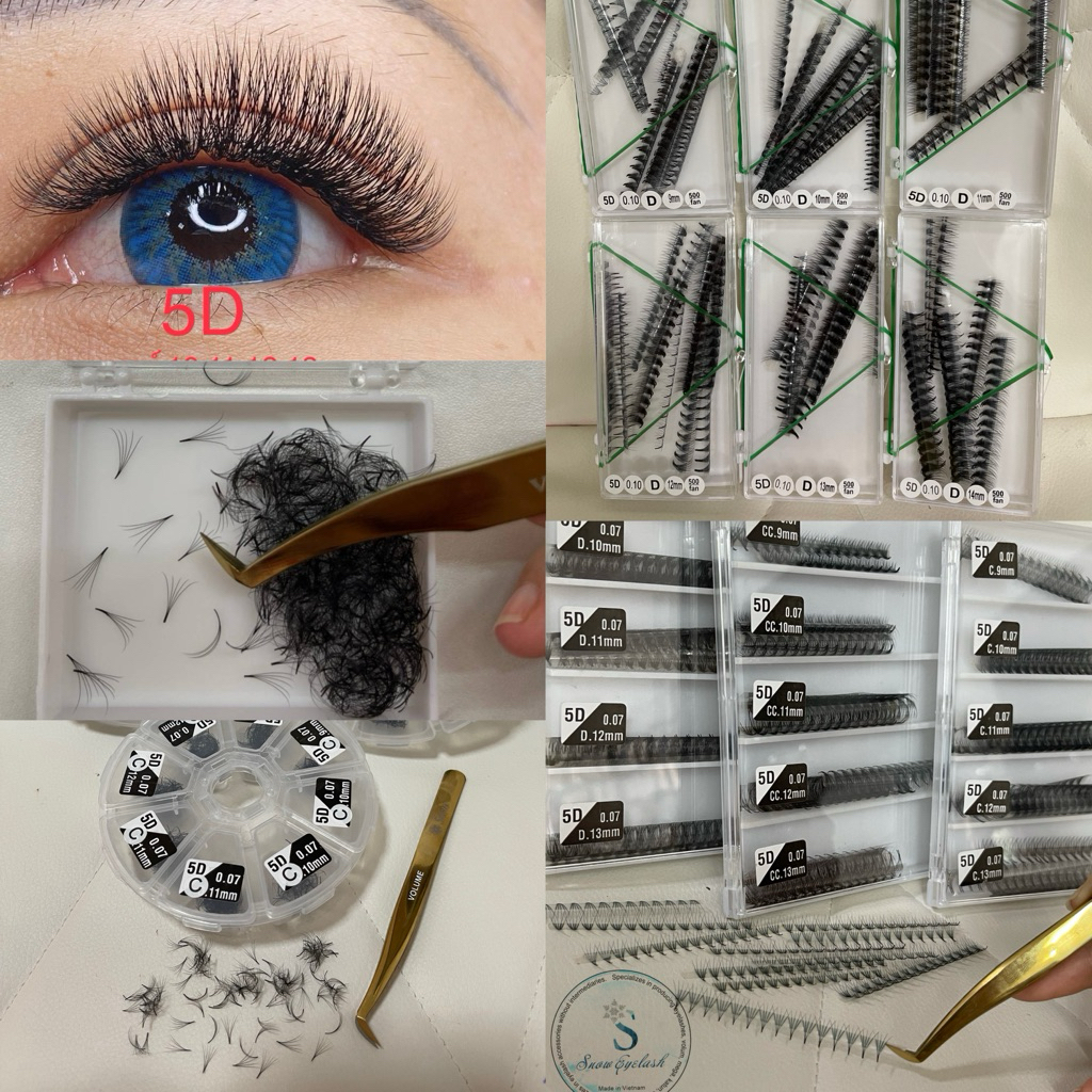 ขนตาแบบช่อ5D -ช่อ Volume 5D C , CC , D -ยาว8-18 -ขนตานู่มนิ่ม