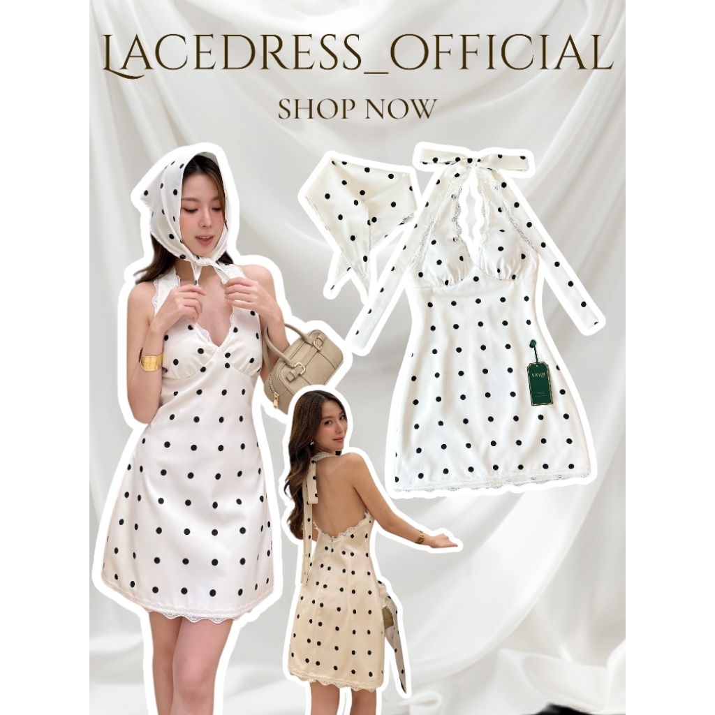 Swan ● พร้อมส่งมินิเดรสคล้องคอลายโพกาดอท