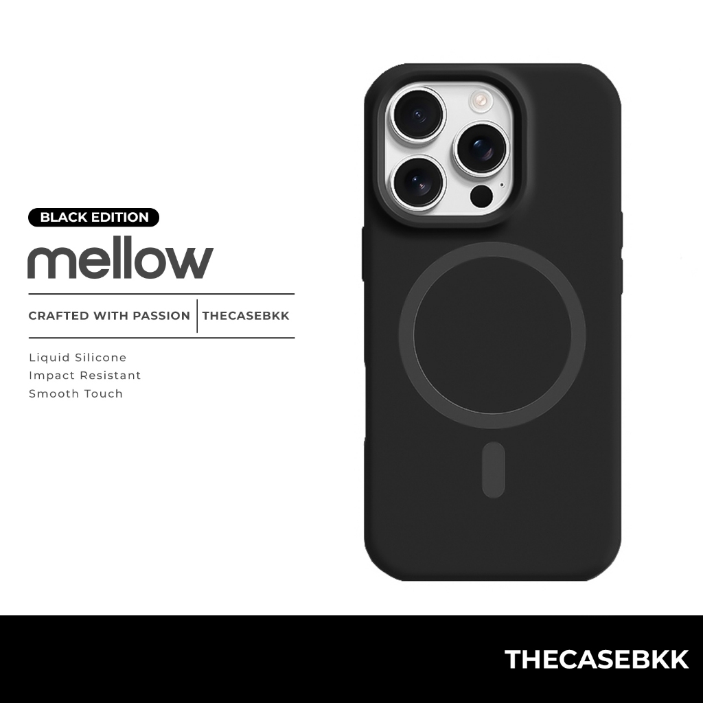 Mellow Design เคสไอโฟน Black Edition เคสซิลิโคน THECASEBKK เคสกันกระแทก iPhone Silicone Case