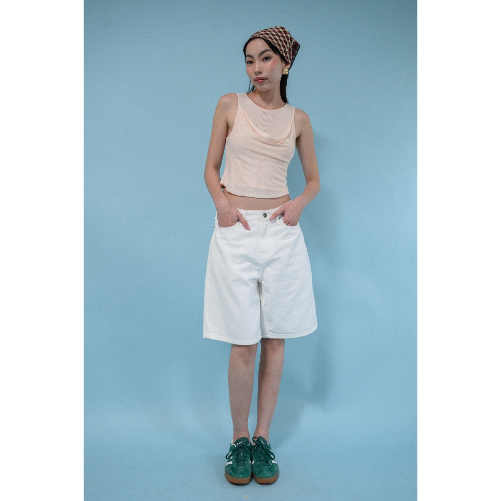 MIST OF RAIN - Sienna Denim Jorts กางเกงยีนส์ขาสั้นสีขาว (พร้อมส่ง)