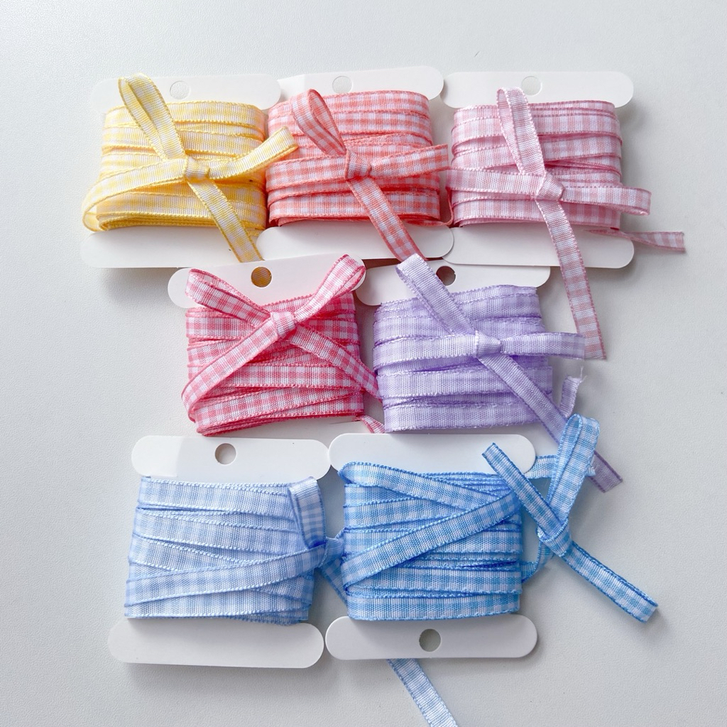 ♡  พร้อมส่ง | (5 หลา) Pastel Scott Ribbon โบว์ ริบบิ้น สก็อต พาสเทล ขนาด 6 mm / 0.6 cm
