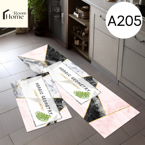 พรมเช็ดเท้า เซ็ตคู่ 2 ชิ้น (ไร้ขอบ) ลายโฮมมี่ homemie รูปร่างเรขาคณิต พรมห้องครัว พรม3D มีกันลื่น ทำความสะอาดง่าย - รูปที่ 6