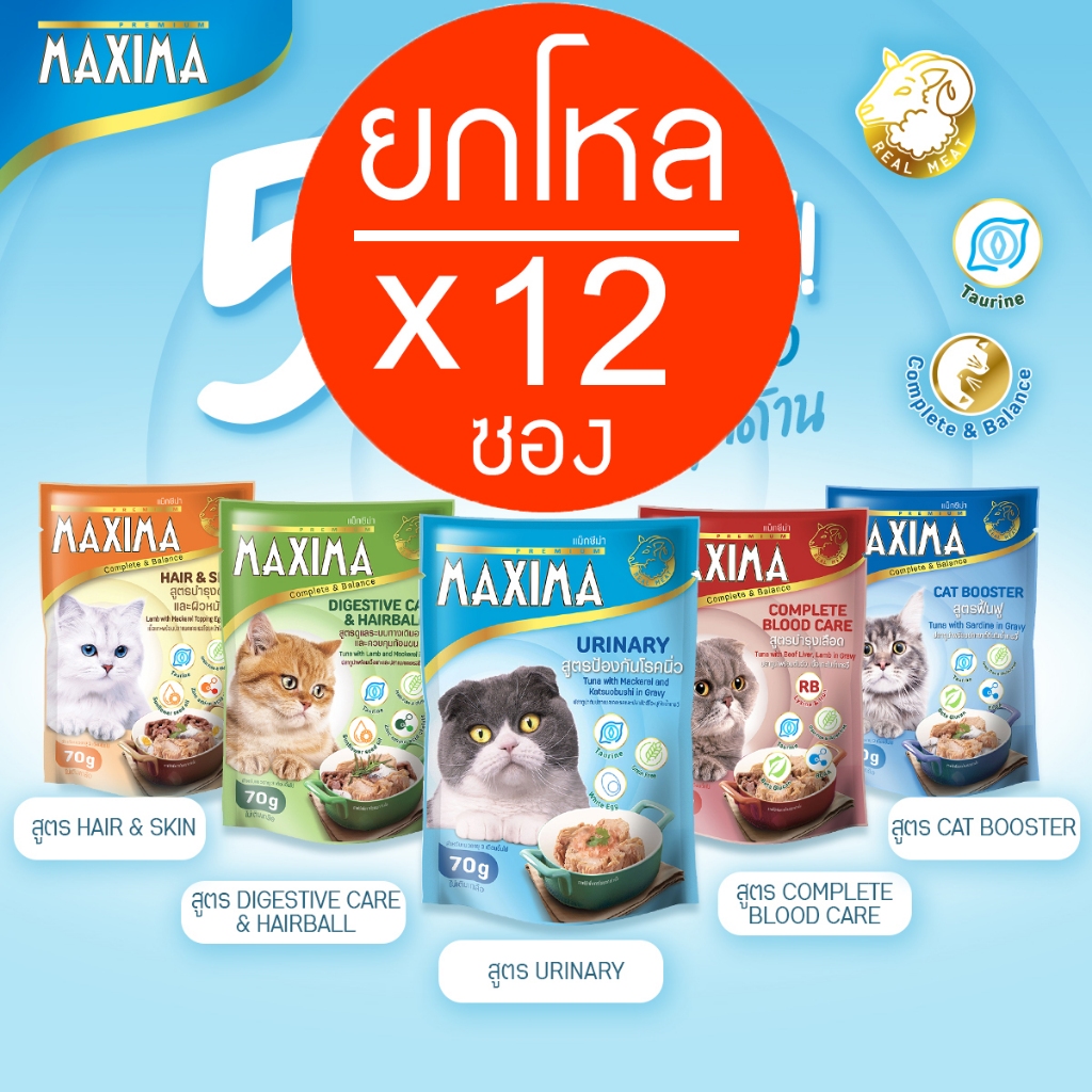 MAXIMA-อาหารเปียกแมว 70g (ยกโหล 12 ซอง)