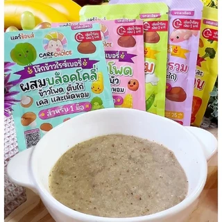 CareChoice แคร์ช้อยส์ โจ๊กกึ่งสำเร็จรูปสำหรับเด็ก 6M+ ขนาด25g ชนิดซอง 1มื้อ 5 รสชาติ ชงน้ำร้อนพร้อมทานใน1 นาที อาหารเด็ก