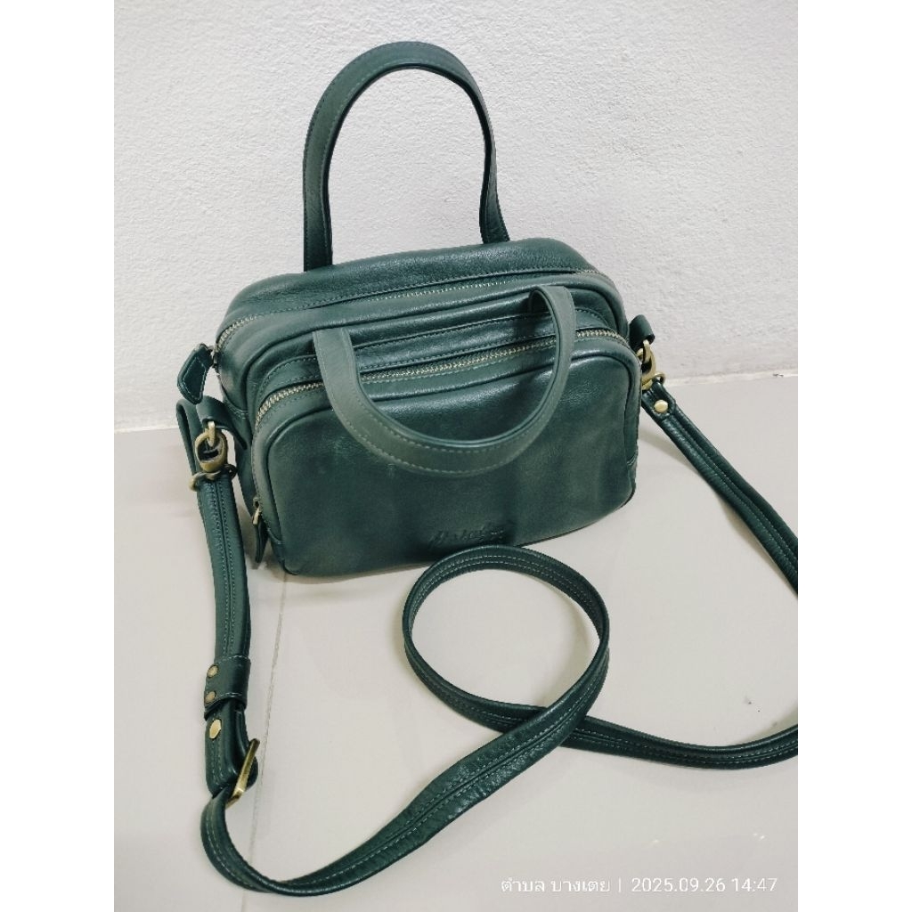 ส่งต่อ Hatsukoi Yori สีเขียวเข้ม กระเป๋าหนังวัวแท้