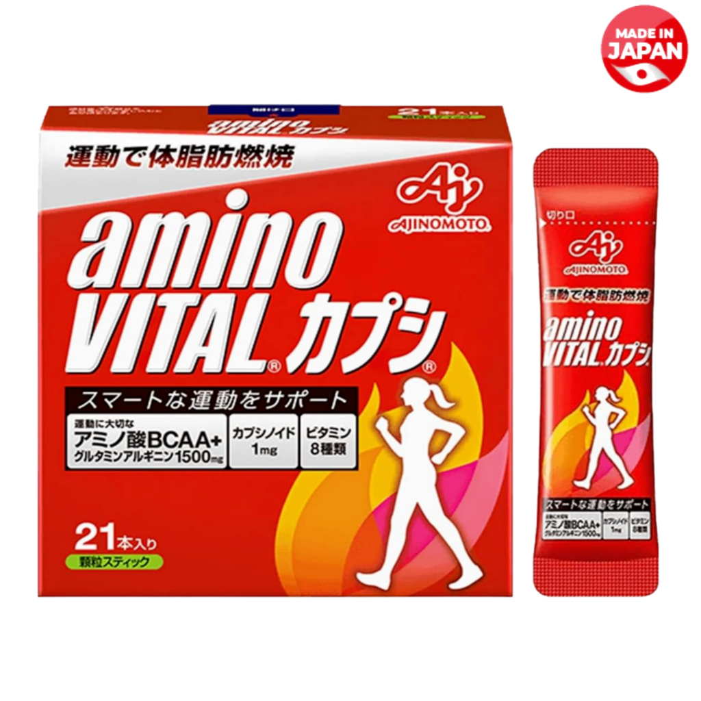 Ajinomoto Amino VitalWorkout Burn Support BCAA Amino Acids 1500mg Capsiate 21 ซอง
