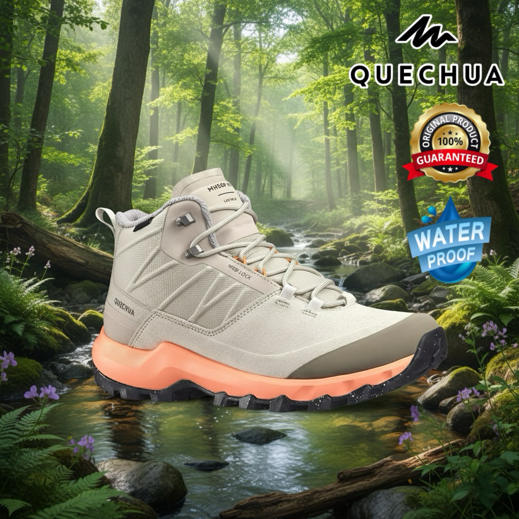 รองเท้าเดินป่าหุ้มข้อกันน้ำสำหรับผู้หญิง รุ่น MH500 (สีเบจ) QUECHUA