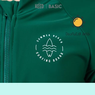 ✨NEW✨ KEED : BASIC เสื้อว่ายน้ำเด็กโต มีซิปด้านหน้า ตกแต่งด้วยสกรีนด้านข้าง *114*