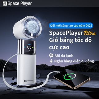 พัดลมมือถือ พัดลมพกพาความเร็วสูง USB +พัดลมไอเย็น+พาวเวอร์แบงค์+สายชาร์จซ่อนในตัว ความจุแบตเตอรี่ 9000mAh*2【การรับรอง3C】