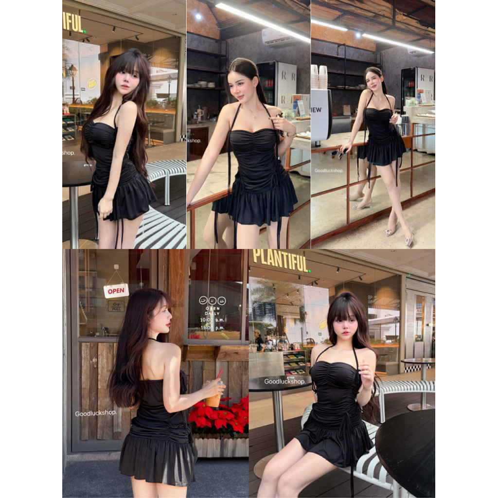 💕ShopBypuy💕เดรสผูกคอหย่นหน้าเซ็กซี่ๆ❌ไม่มีฟองน้ำ❌