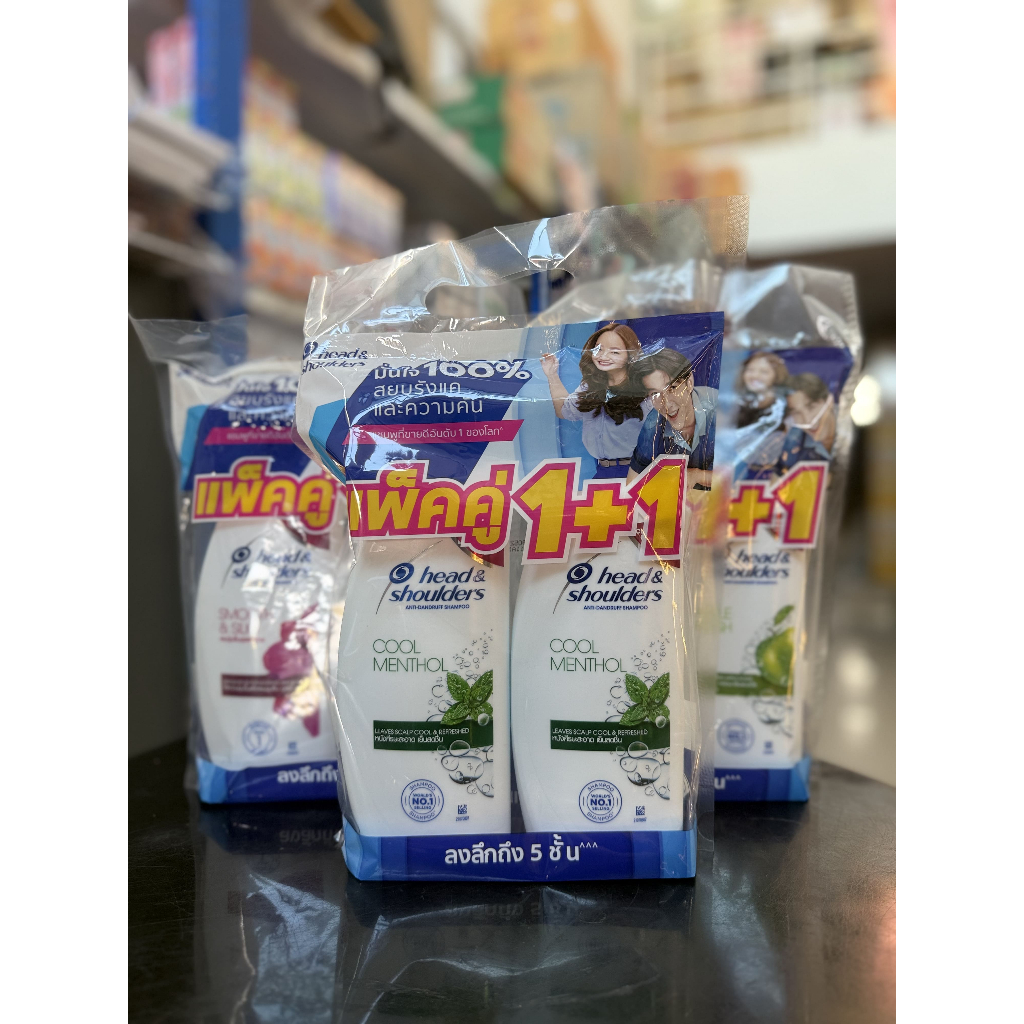 (ยิ่งซื้อยิ่งคุ้ม+โค้ดส่งฟรี) เฮด เฮดแอนโชว์เดอร์ แชมพู ขวดปั๊ม 370 มล. 1+1 ชุดคู่  ยาสระผม head and shoulders