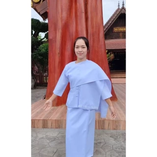 สะไบ หรือผ้าเบี่ยง สีขาวโ​อ​โม่​ ผ้าโซล่อน