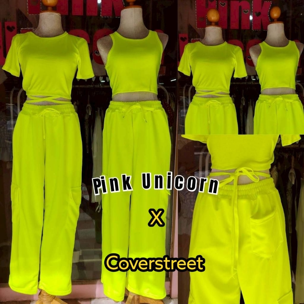 🔋coverstreet🎧 พร้อมส่งจากไทย ชุดSet นีออน​​ เสื้อนีออน+กางเกงนีออน สำหรับสาย เต้นCoverเกาหลี ปาร์ตี้นีออน เสื้อกล้าม