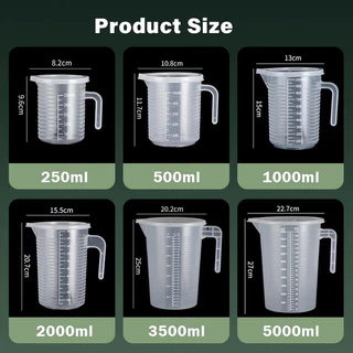 เหยือกตวงพลาสติก 1000ml-5000ml พร้อมฝาปิด ตัวเลขชัดเจน ทนความร้อน ใช้ตวงเครื่องดื่ม ปลอดภัยจากพิษ ของขวัญฟรีแปรงฟองน้ำ