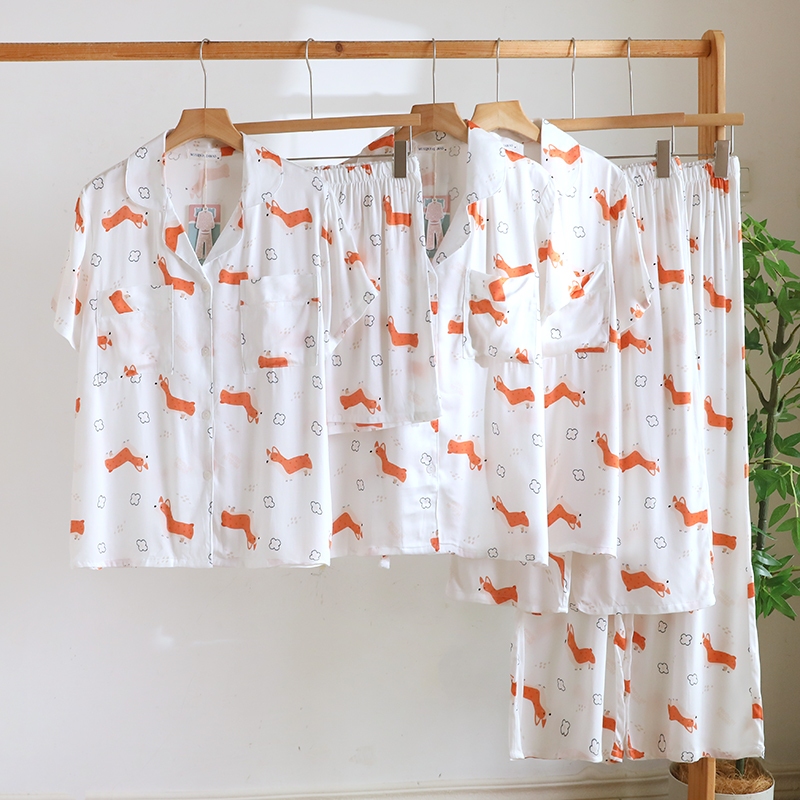 ชุดนอน Muslin Pajamas Organic bamboo รุ่น Four legged Besties (A1072 B1072 E1072) | ชุดนอนผู้หญิง