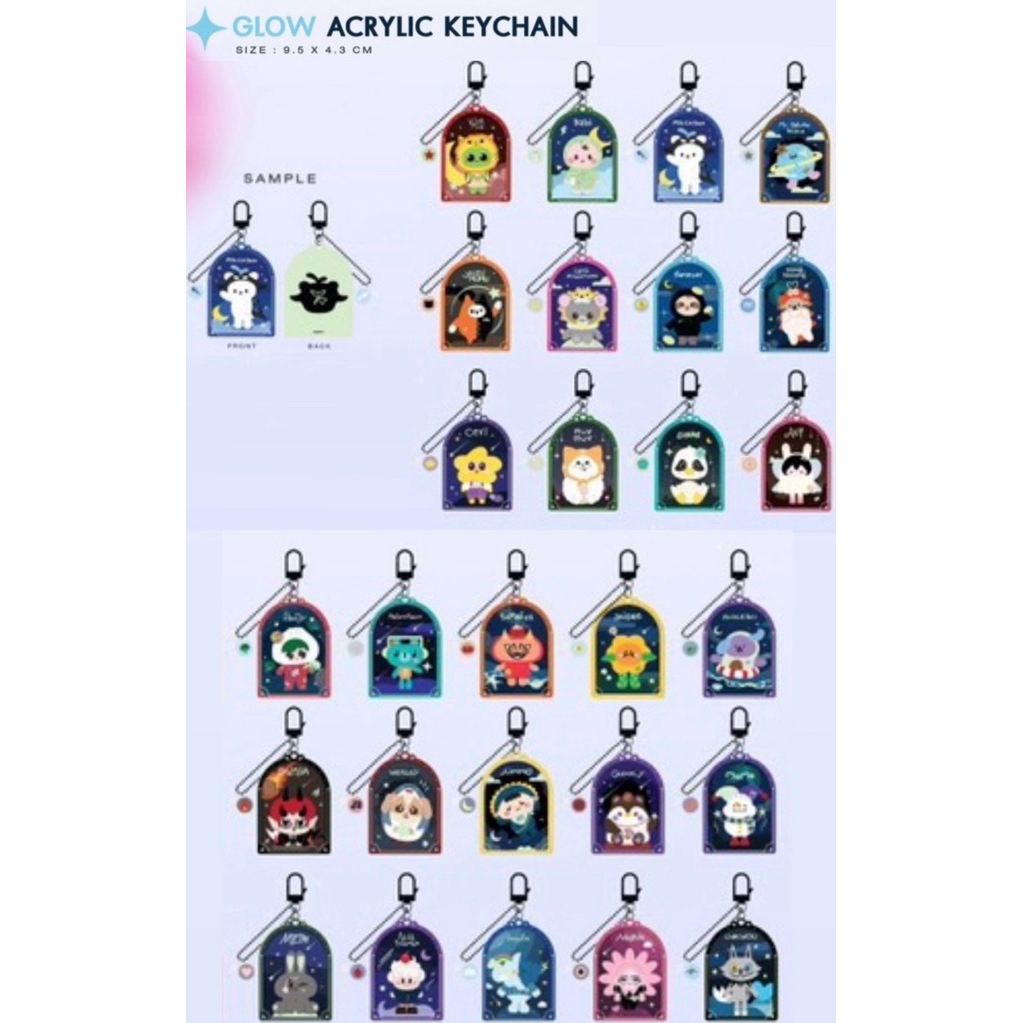 Glow acrylic keychain พวงกุญแจ Any Domiia Polcasan Jummo PERMPOON Tomafox Wesley Guinzly Lunar lookk