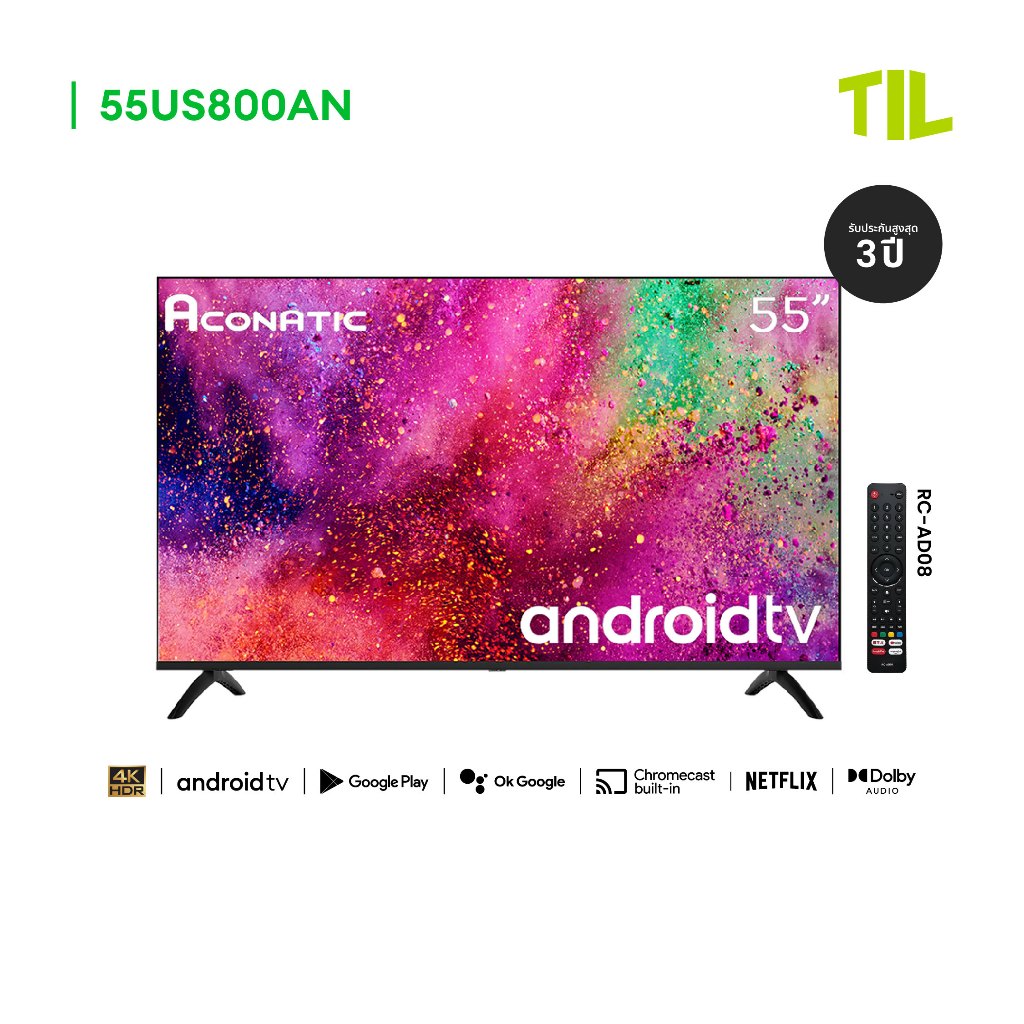 Aconatic LED Android TV 11.0 4K UHD แอลอีดี แอนดรอยทีวี ขนาด 55 นิ้ว รุ่น 55US800AN (รับประกัน 3 ปี)