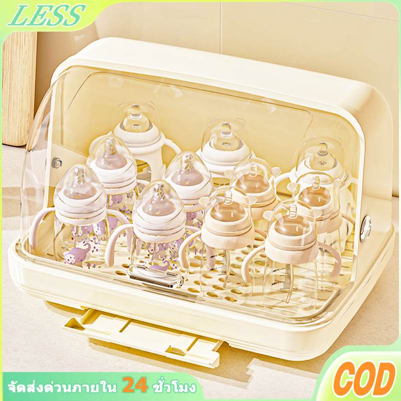 LESS กล่องเก็บขวดนม กล่องเก็บขวดนมอเนกประสงค์ ตัวฝาปิดป้องกันฝุ่นละอองและเชื้อแบคทีเรีย พกพาสะดวก