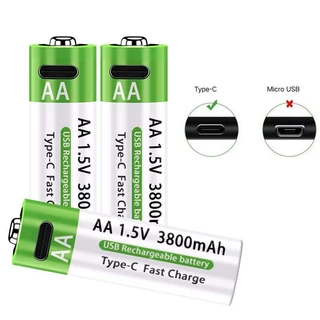 ถ่าน AA/AAA ถ่านชาร์จ USB 1.5V 3800mAh แบตเตอรี่ (สายชาร์จและกล่องเก็บของฟรี) แบตเตอรี่แบบชาร์จไฟได้ แบต Li-ion Battery