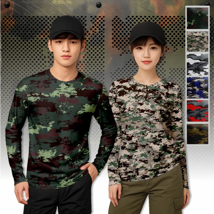 เสื้อยืดแขนยาว ลายพราง (YTR-784) เสื้อคอกลมแขนยาวลายพราง เสื้อทหารแขนยาว
