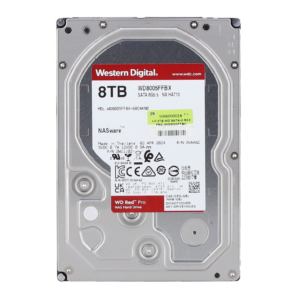 8TB 3.5 INCH HDD (ฮาร์ดดิสก์ 3.5 นิ้ว) WD RED PRO - 7200RPM SATA3 (WD8005FFBX)