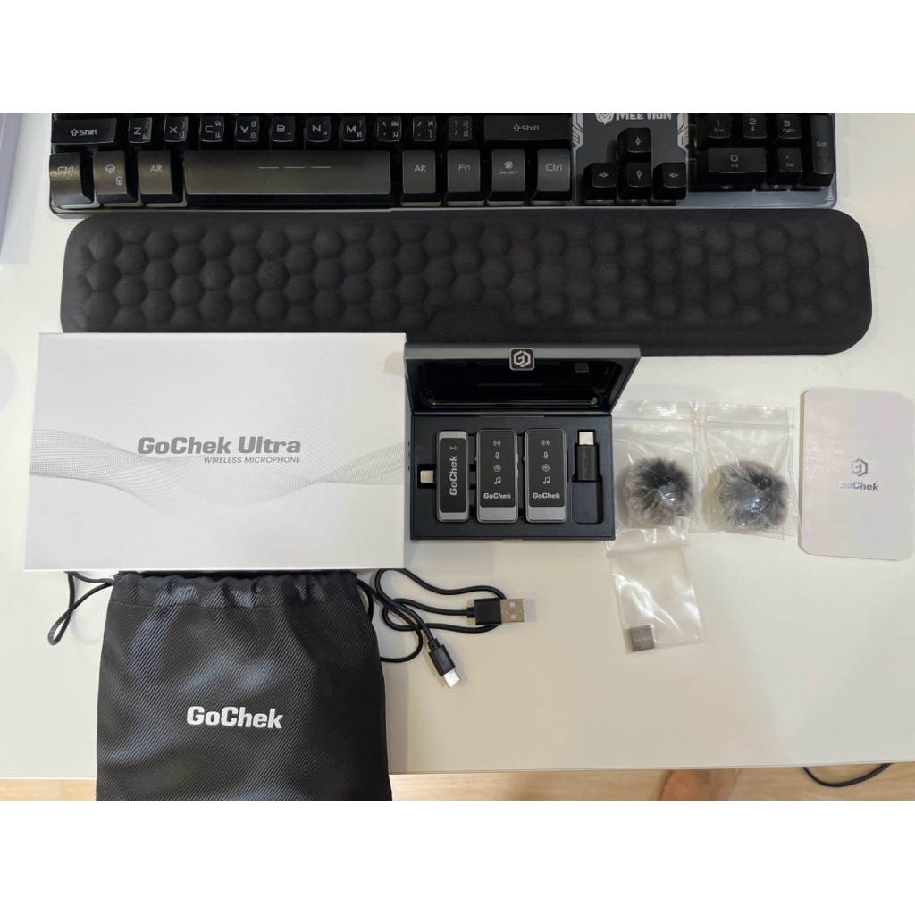 Gocheck ไมค์ไร้สายแบบ2ไมค์พร้อมกล่องชาร์ต
