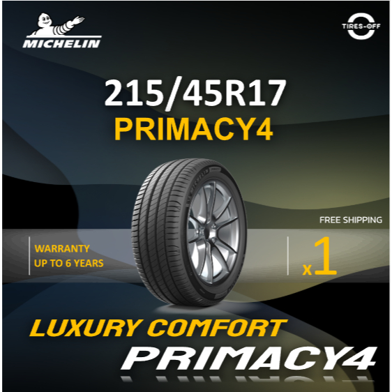 (ส่งฟรี) Michelin 215/45R17 รุ่น PRIMACY-4 ยางใหม่ ปี2024 (1เส้น) มีรับประกัน แถมจุ๊บลม ยางมิชลิน ขอ