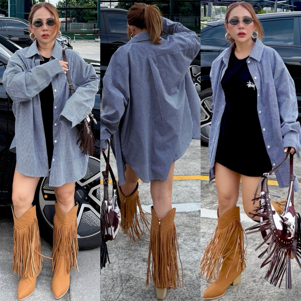 Bright by Aruna:บอยเฟรนส์เชิ้ตรุ่นผ้าตารางสก๊อตเล็กอก50“60” - รูปที่ 7