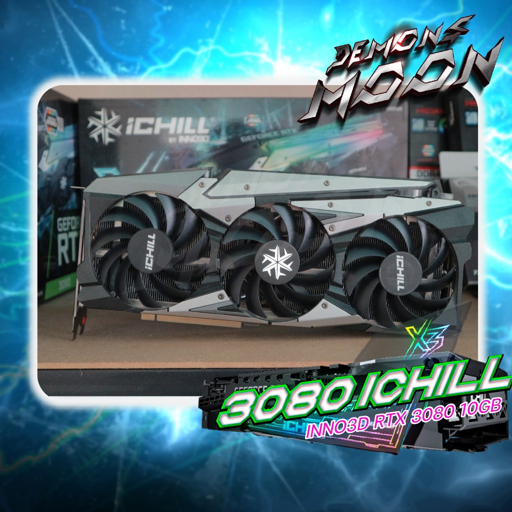 3080 INNO3D RTX 3080 10GB ICHILL X3 x4 กาดจอมือสอง  VGA มีกล่องครบ + ประกันใจ 7 วัน Demons moon