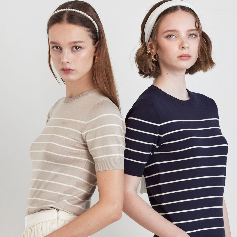 MAVE เสื้อรุ่น Puppis knit top สี Navy stripe,Greige stripe