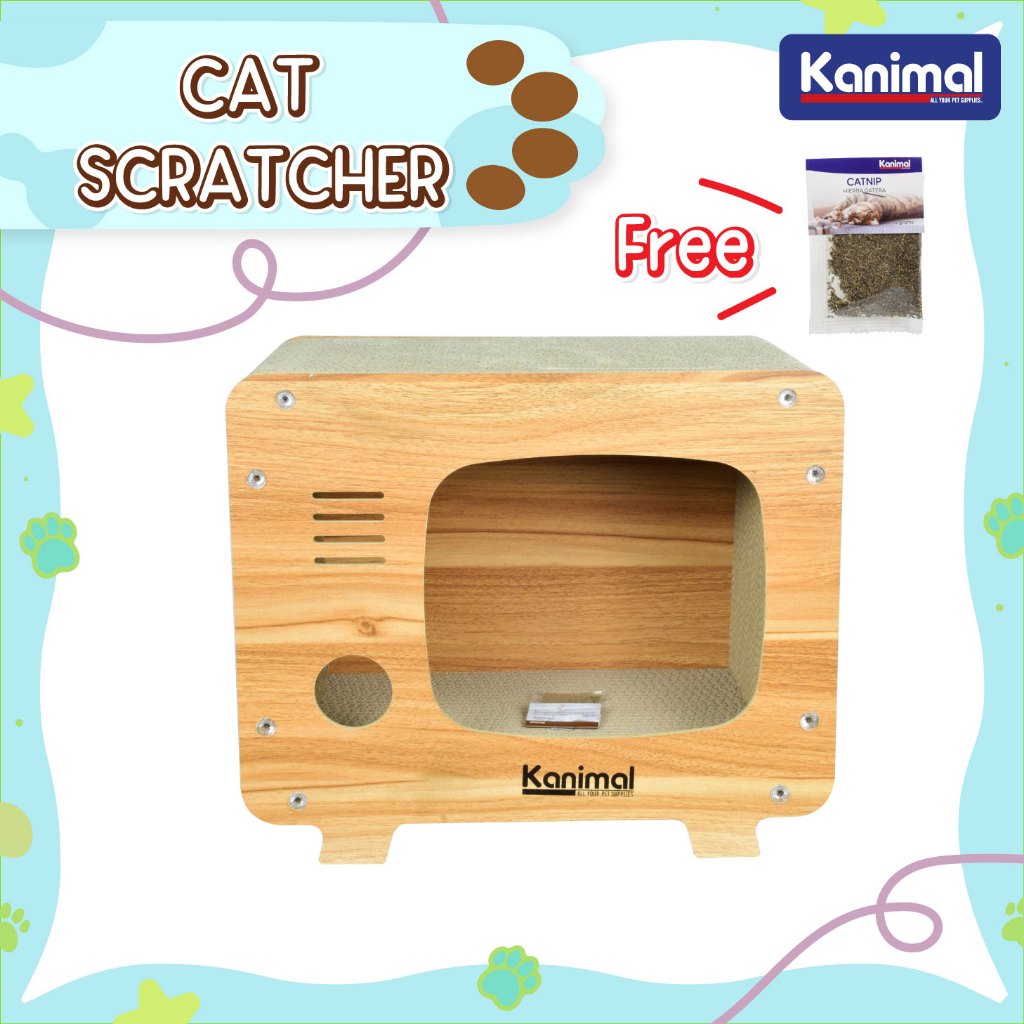 [CS-5000] Kanimal Cat Toy ของเล่นแมว บ้านแมว ที่ลับเล็บอุโมงค์ทีวี ฟรี! Catnip กัญชาแมว Size L ขนาด 45x25x38 ซม.