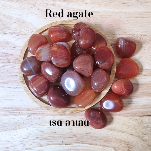 หิน Red Agate ขัดเรียบแท้ 100% ขนาด 1.5–2 ซม. เสริมพลัง ความมั่นใจ ความกล้าหาญ (Tumbled Red Agate)